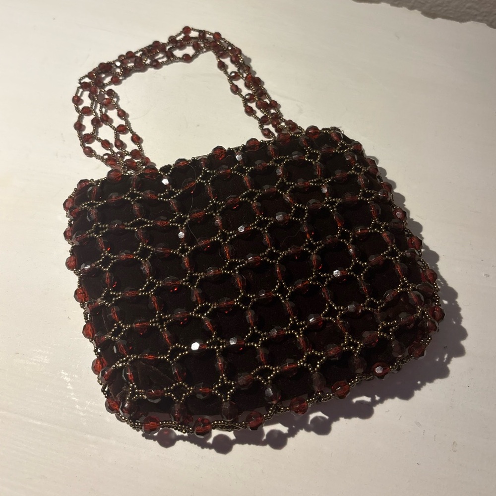 Elegant Beaded Evening Bag - Red